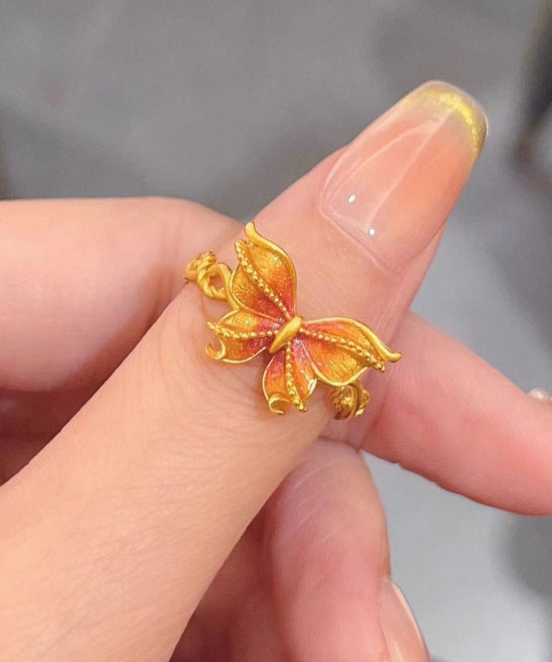 Classy Gold Ancient Gold Burnt Blue Butterfly Rings Gh1041