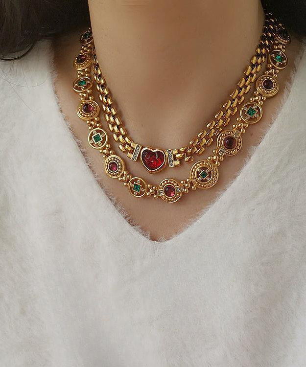Classy Gold Copper Overgild Hollow Out Coloured Glaze Collar Necklace Gh1008