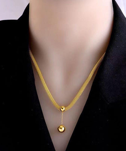Classy Gold Stainless Steel Tassel Pendant Necklace Df1019