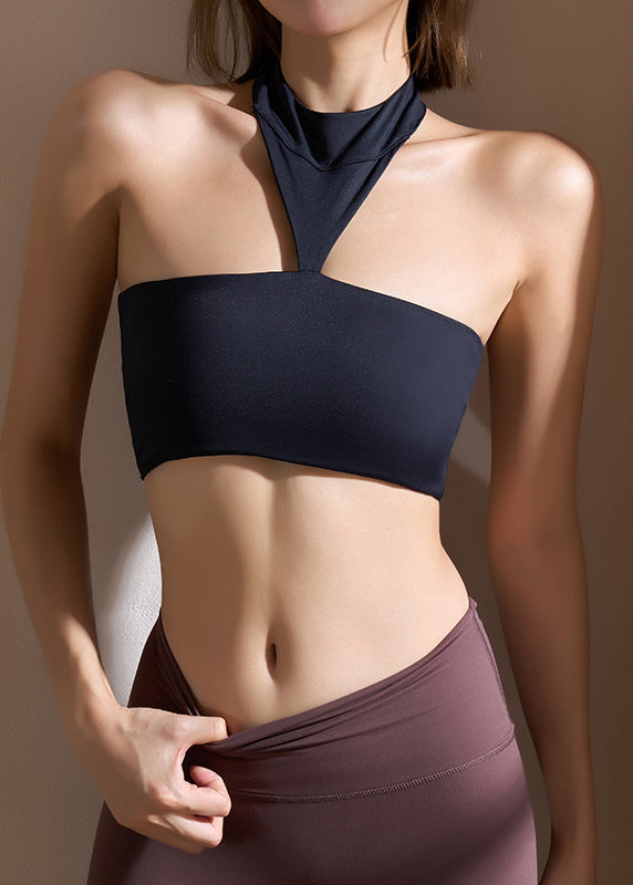 Club Black Cold Shoulder Sports Bra