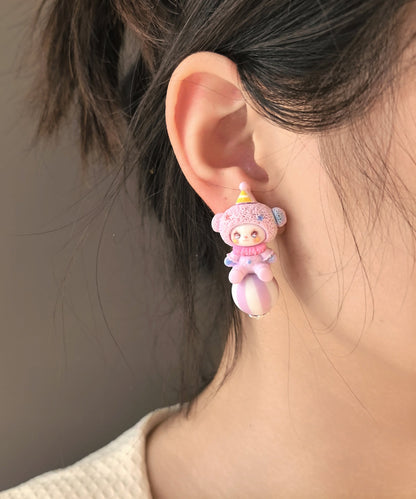 Asymmetrical Alloy Cartoon Doll Stud Earrings
