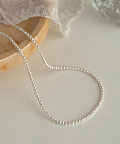 White Alloy Pearl Beadi Gratuated Bead Necklace Ya011