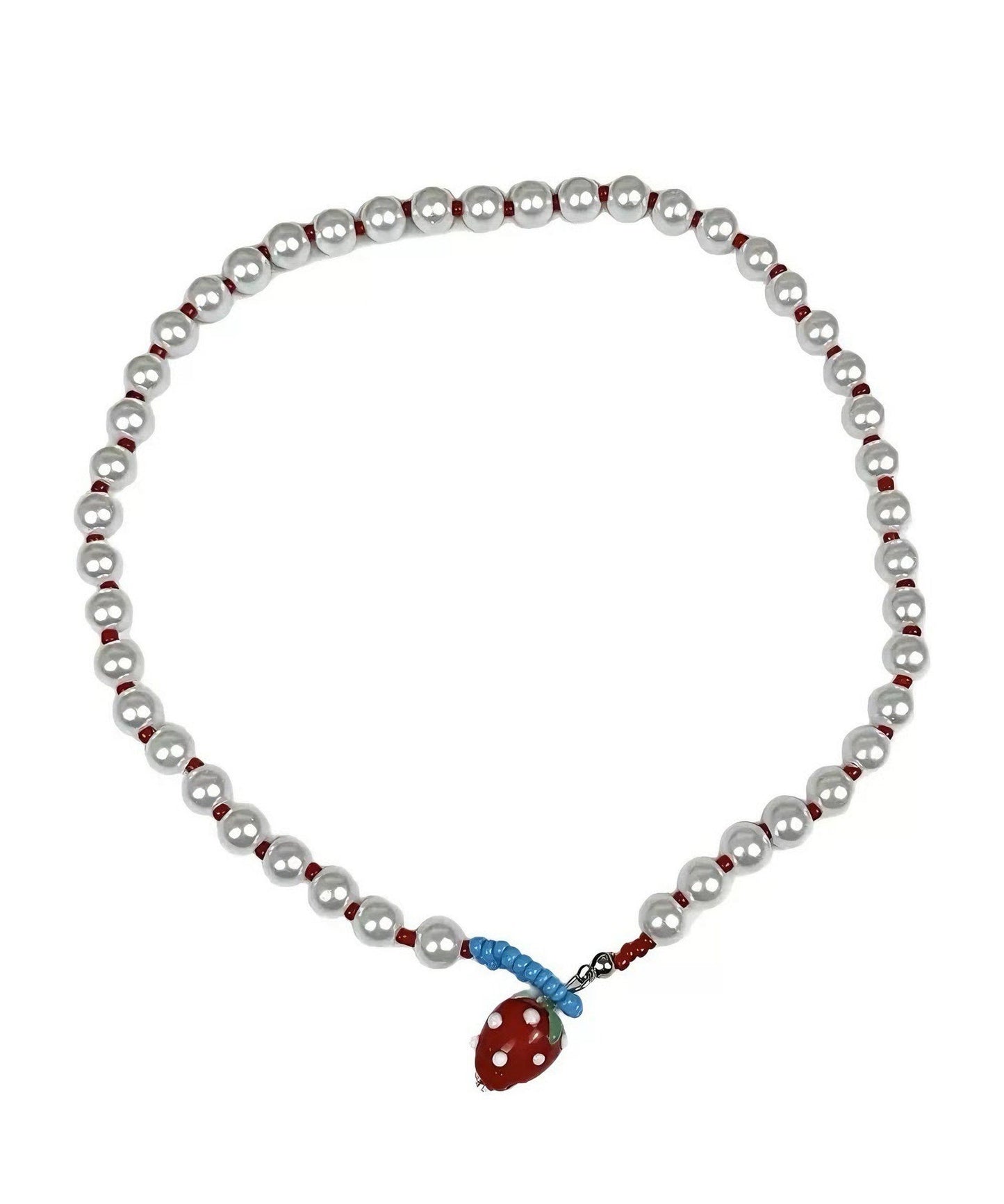 White Alloy Strawberries Pearl Princess Necklace