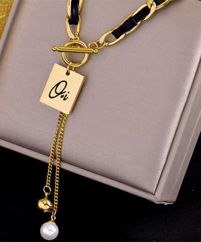 Diy Black Sterling Silver Overgild Pearl Pendant Necklace