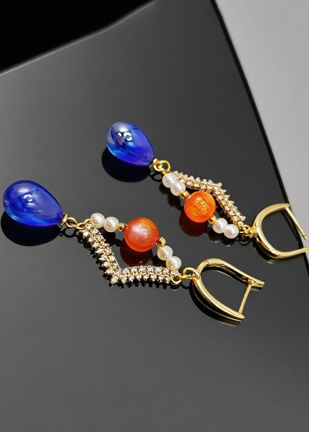 Diy Blue Acrylic Original Design Drop Earrings