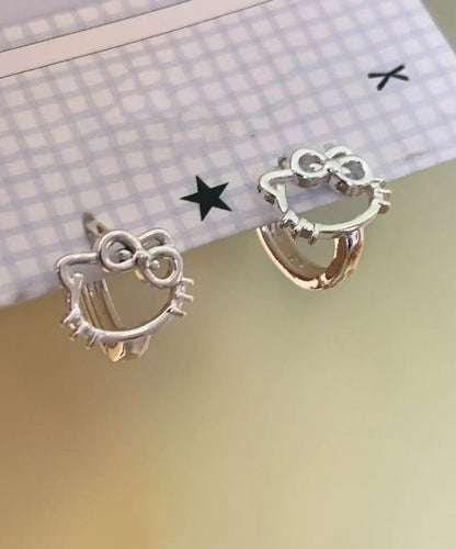 Diy Copper Zircon Kt Cat Stud Earrings