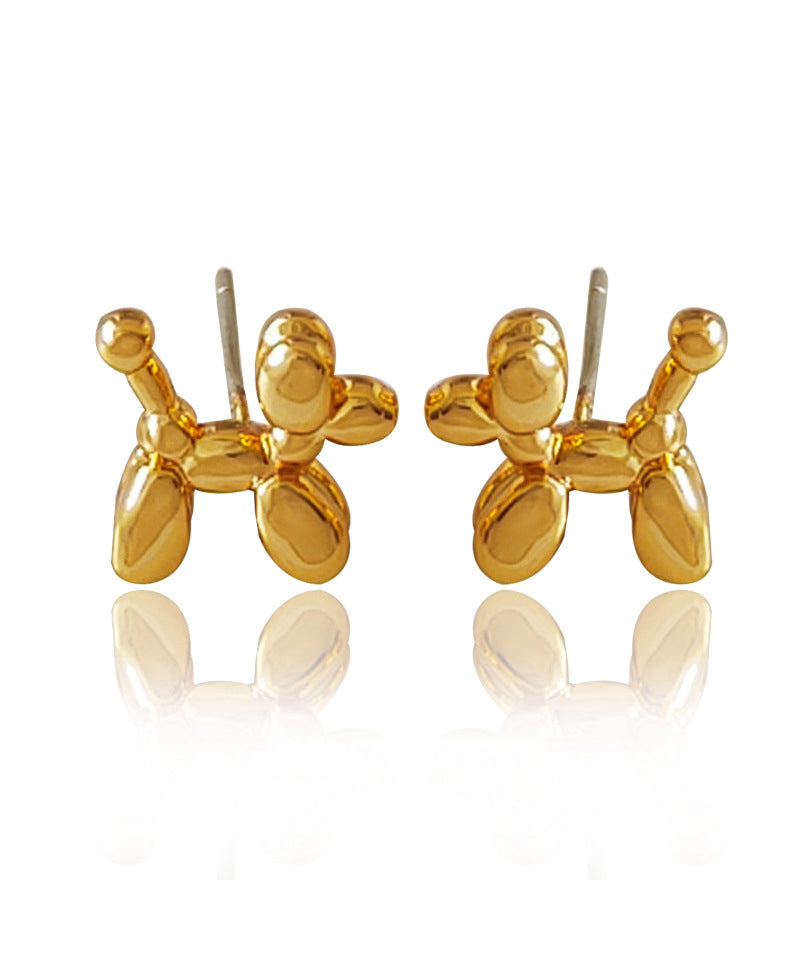 Diy Gold Plated Little Dog Stud Earrings