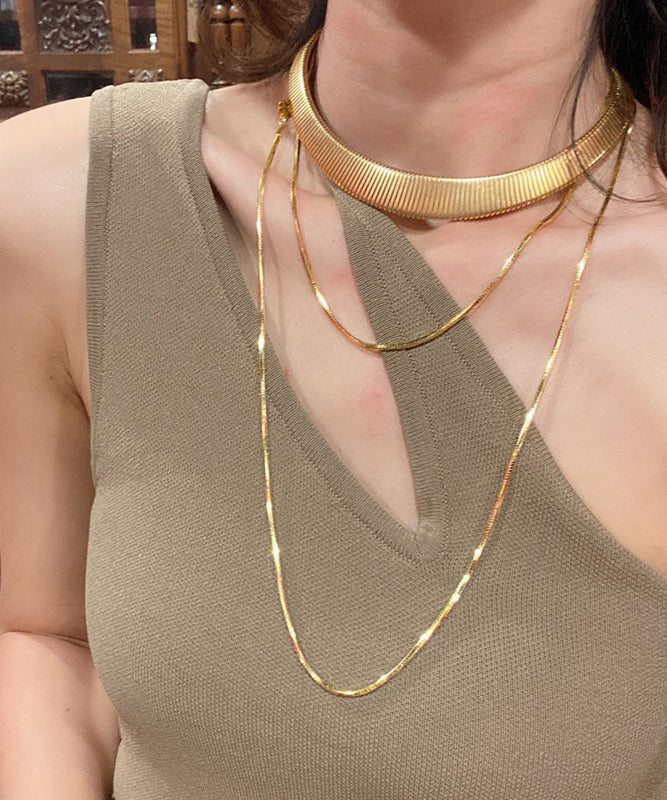 Diy Gold Stainless Steel Bilayer Sweater Necklace Mm077