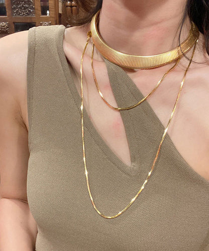 Diy Gold Stainless Steel Bilayer Sweater Necklace Mm077