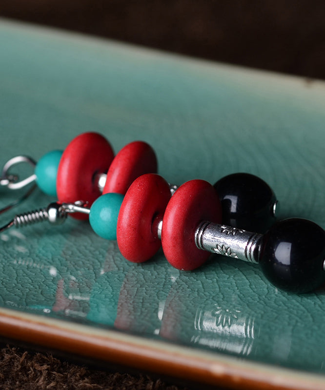 Diy Multicolor Geometry Agate Turquoise Hoop Earrings