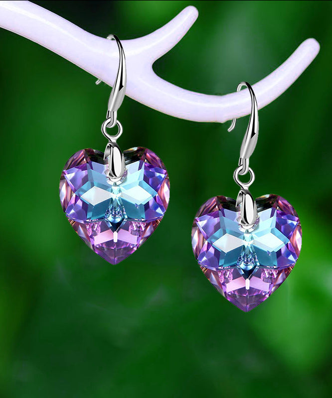 Diy Purple Love Crystal Drop Earrings Kx1077