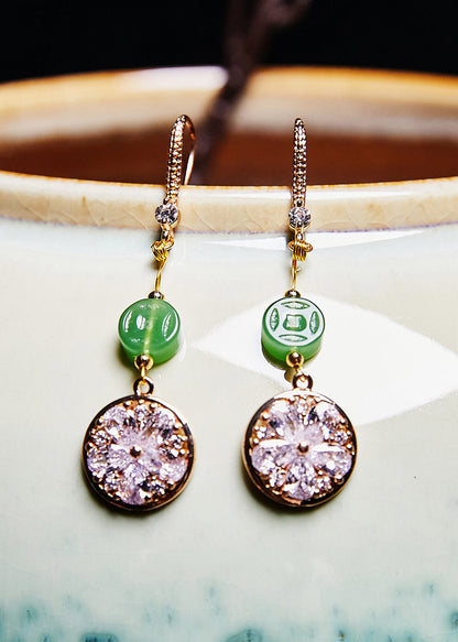 Diy Purple Zircon Classy Jade Drop Earrings
