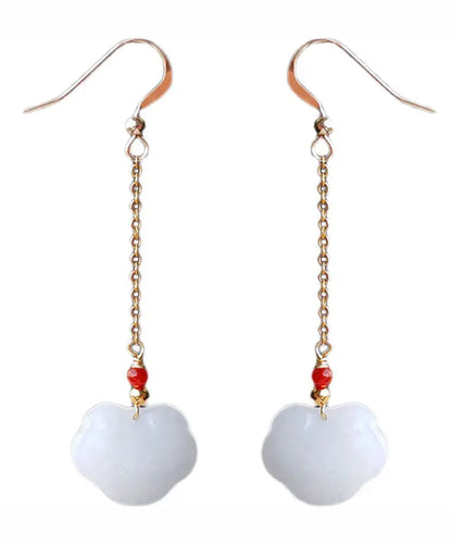 Diy 14k Gold Jade Gem Stone Drop Earrings