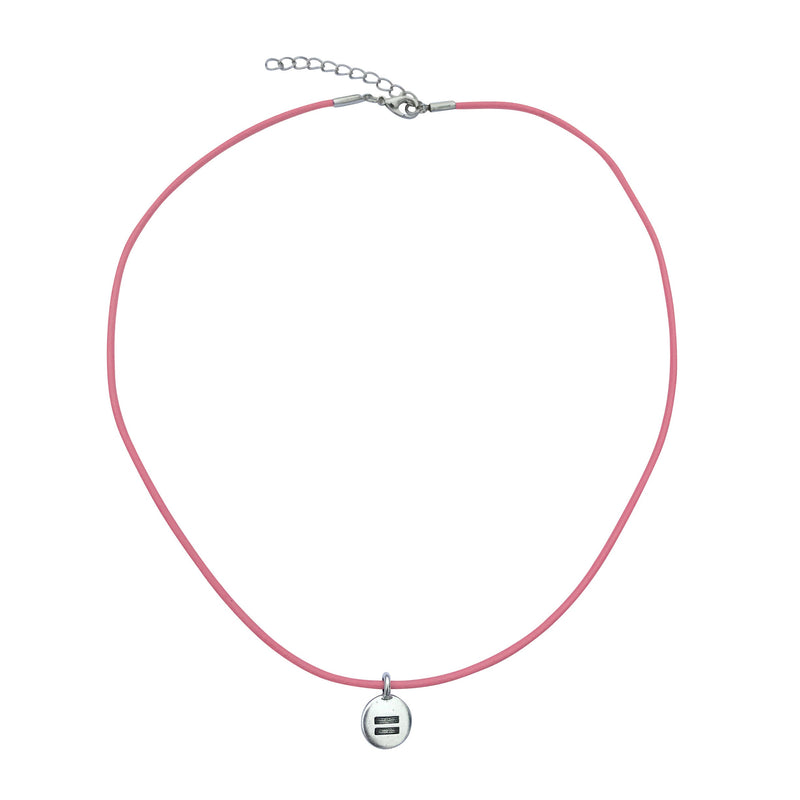 Dragonweave Equality Circle Charm Necklace and Earring Set, Silver Plated Pink Leather Choker and Leverback Earrings