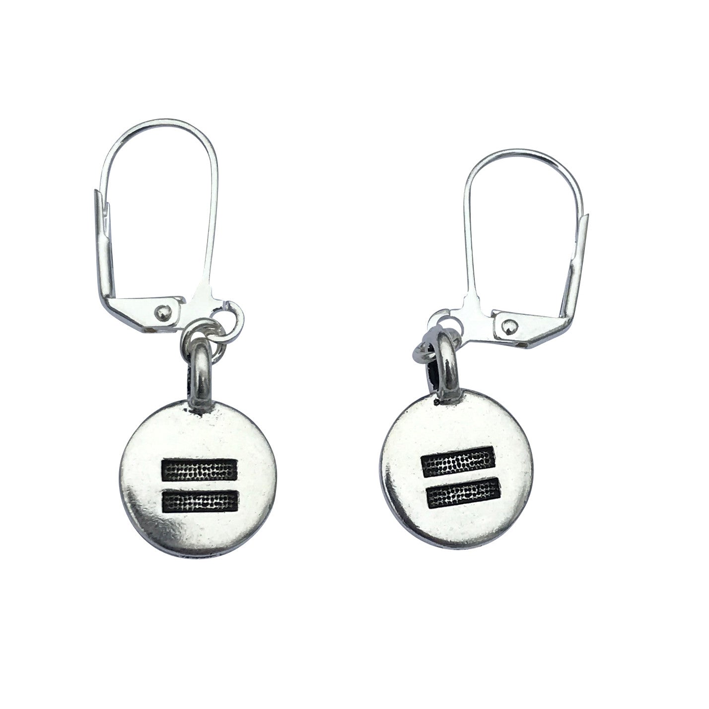 Dragonweave Equality Circle Charm Necklace and Earring Set, Silver Plated Black Leather Choker and Leverback Earrings