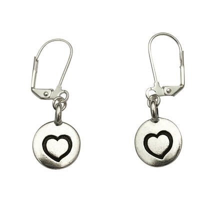 Dragonweave Heart Circle Charm Necklace and Earring Set, Silver Plated Red Leather Choker and Leverback Earrings