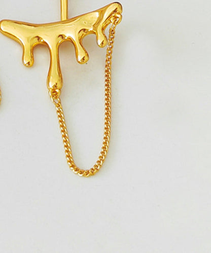 Gold Copper Gem Stone Tassel Stud Earrings