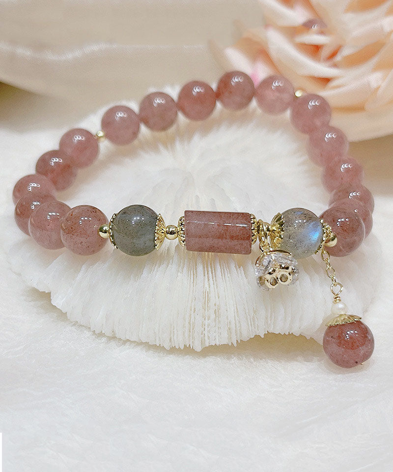 Pink Crystal Beading Charm Bracelet