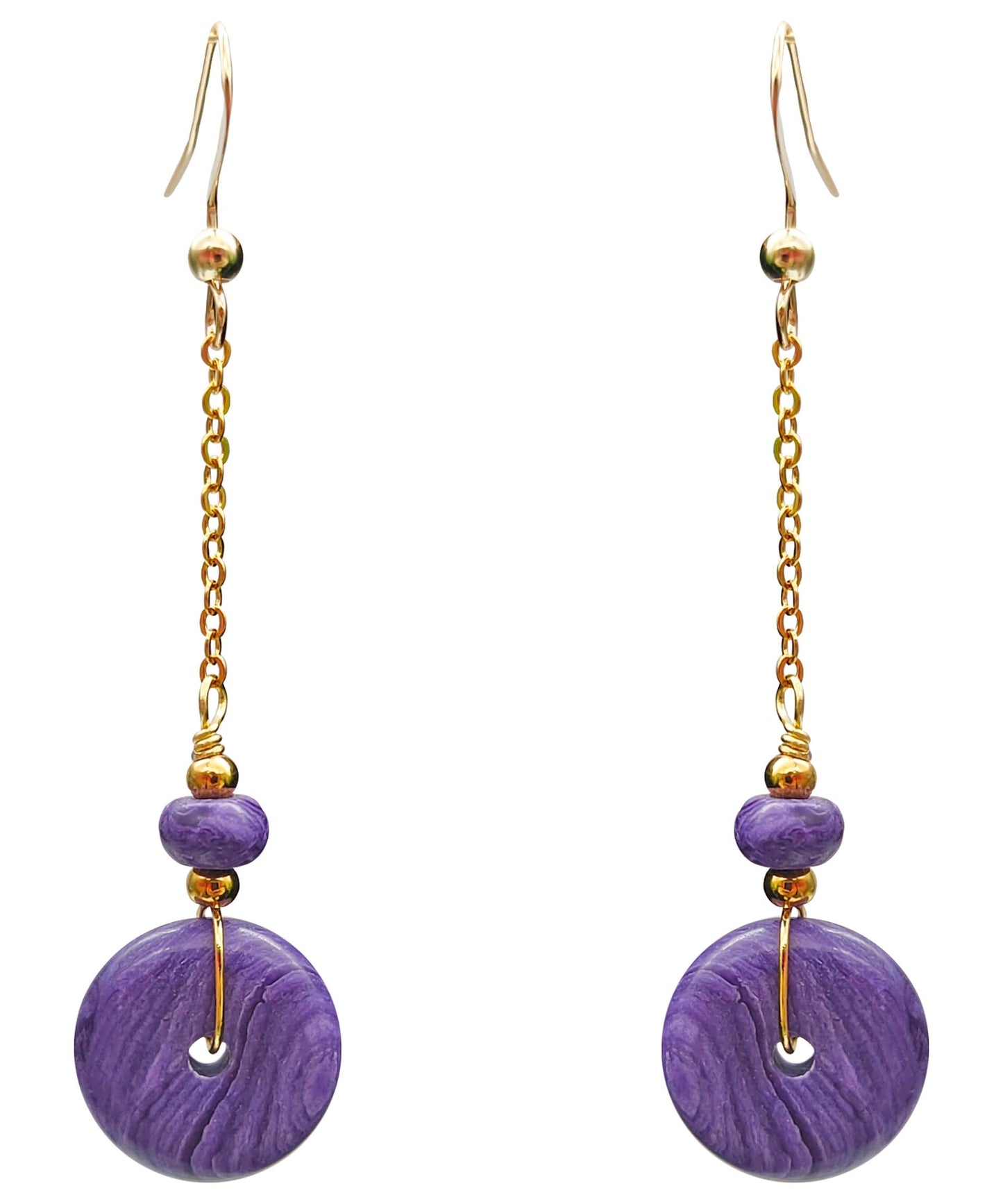 Purple 14k Gold Crystal Drop Earrings