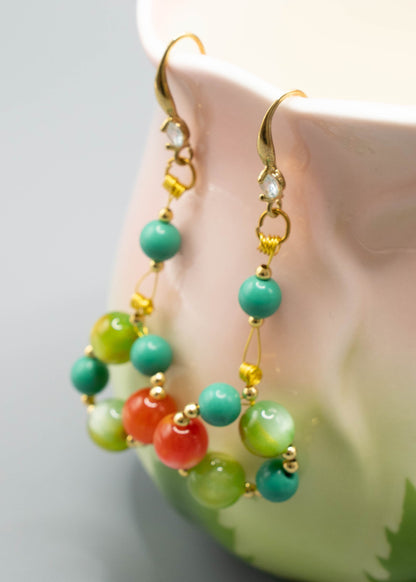 Rainbow Acrylic Turquoise Drop Earrings