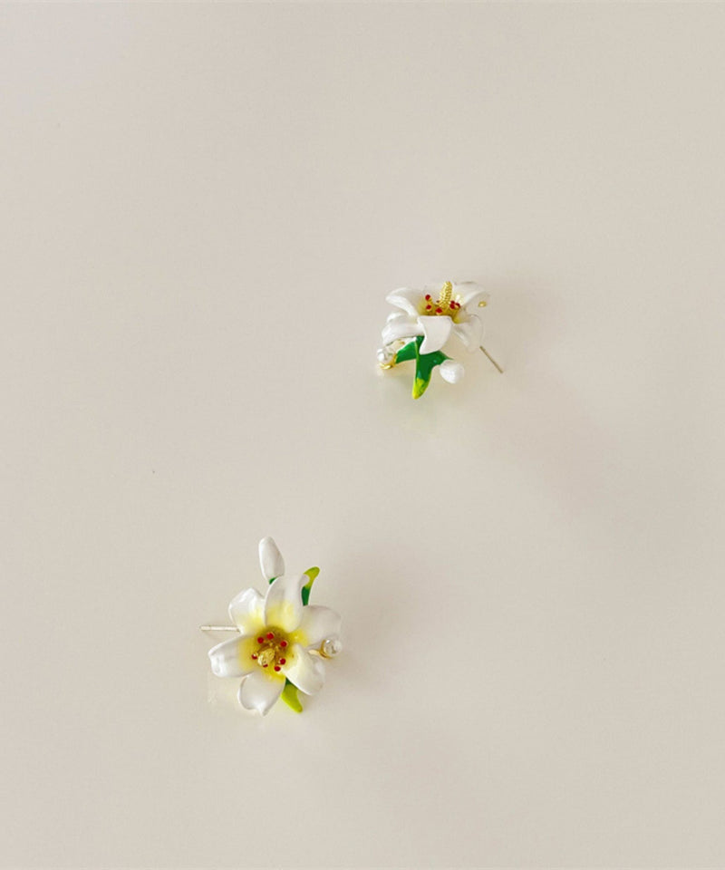 Rainbow Sterling Silver Colored Glaze Lily Stud Earrings