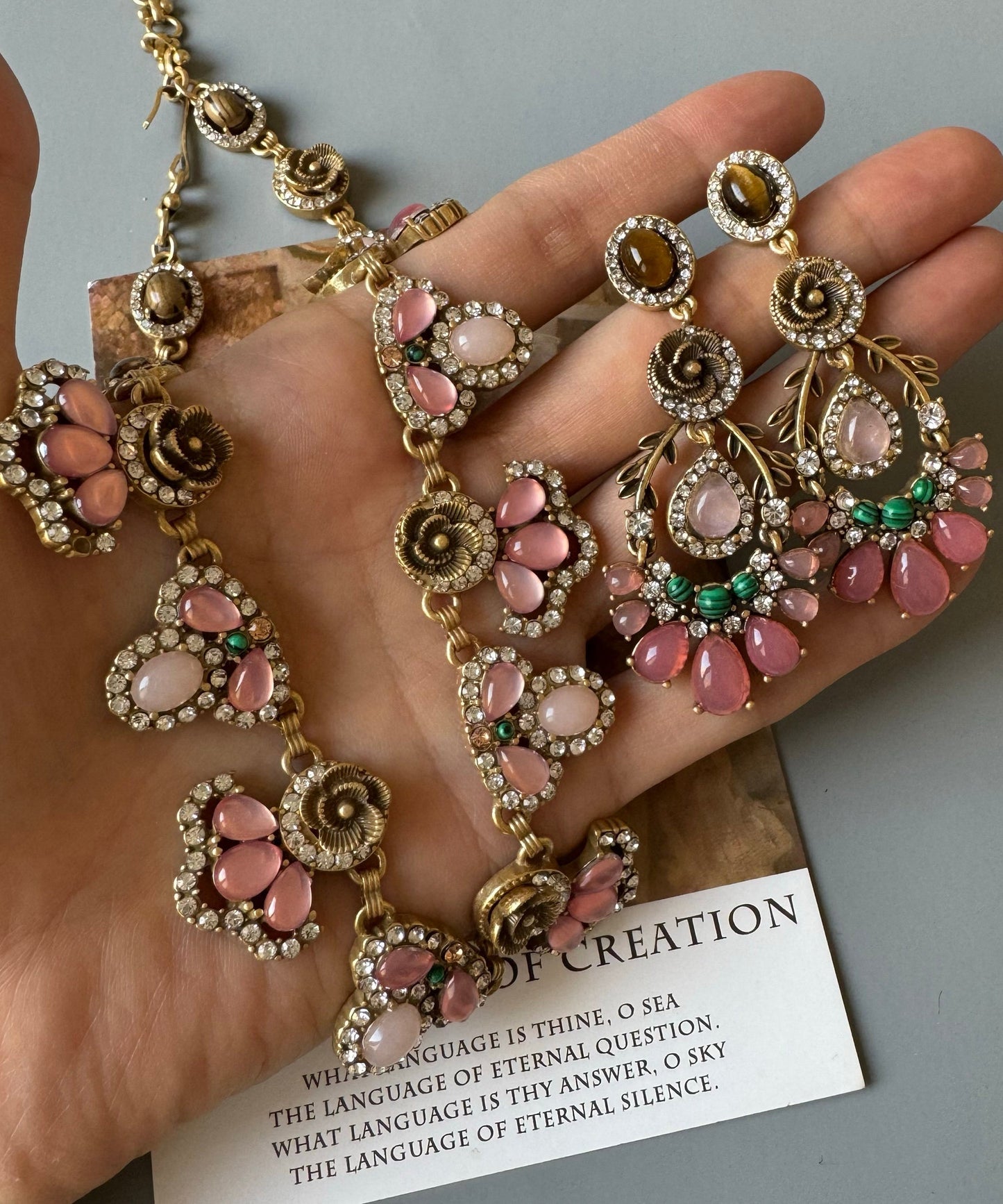 Acrylic Collar Necklace and Drop Earrings Two Piece Set