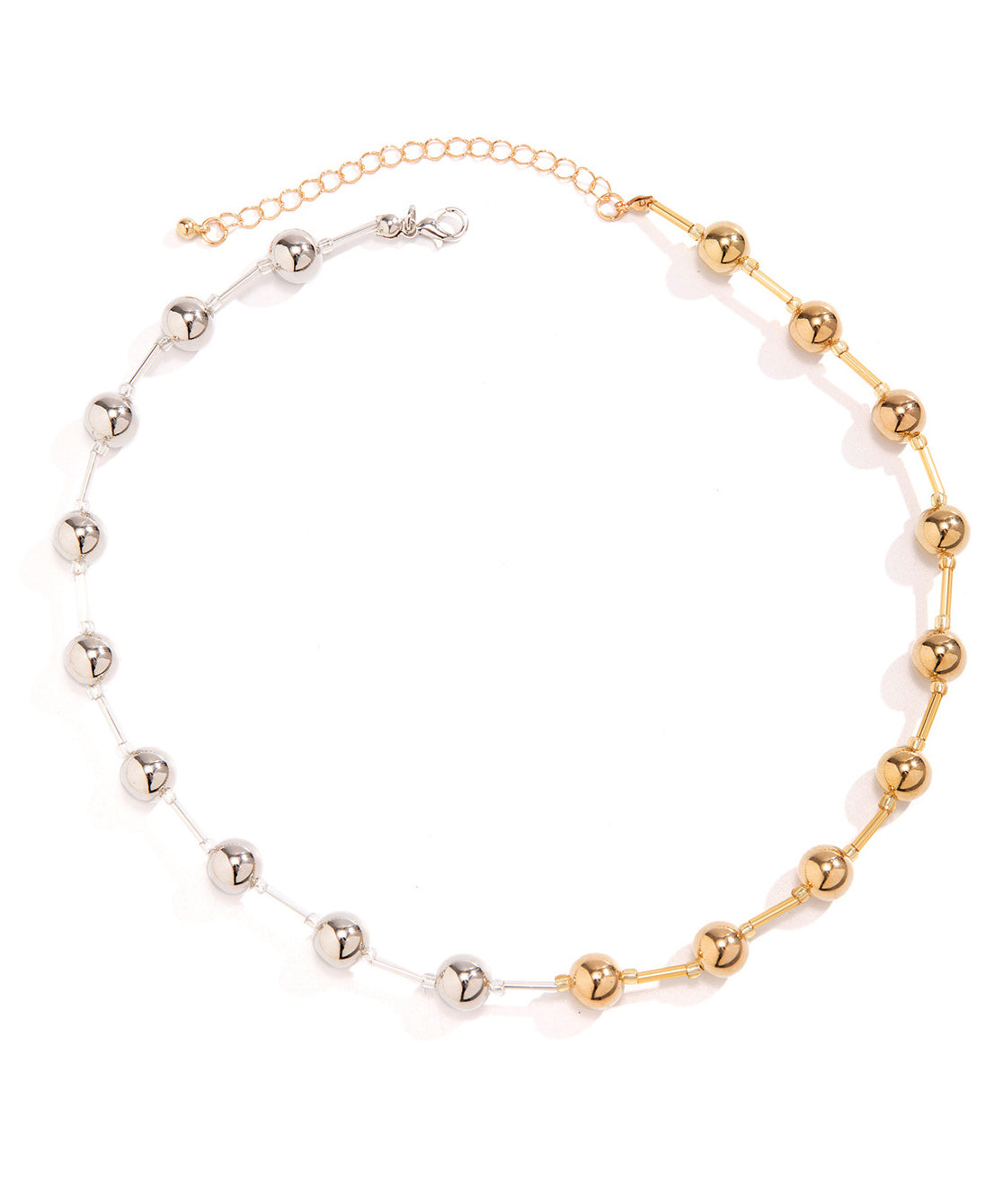 Exaggerated Punk Contrasting Bead Necklace Versatile Geome
