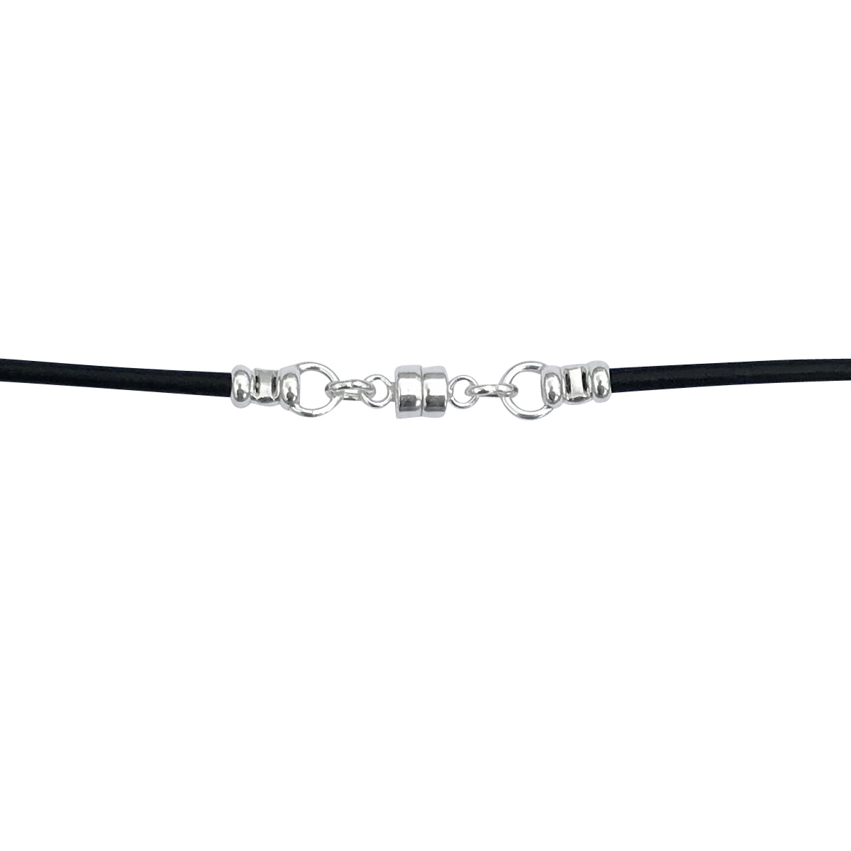 Sterling Silver 1.8mm Fine Black Leather Cord Necklace With Magnet Clasp