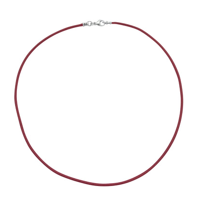 Sterling Silver 1.8mm Fine Burgundy Red Leather Cord Necklace