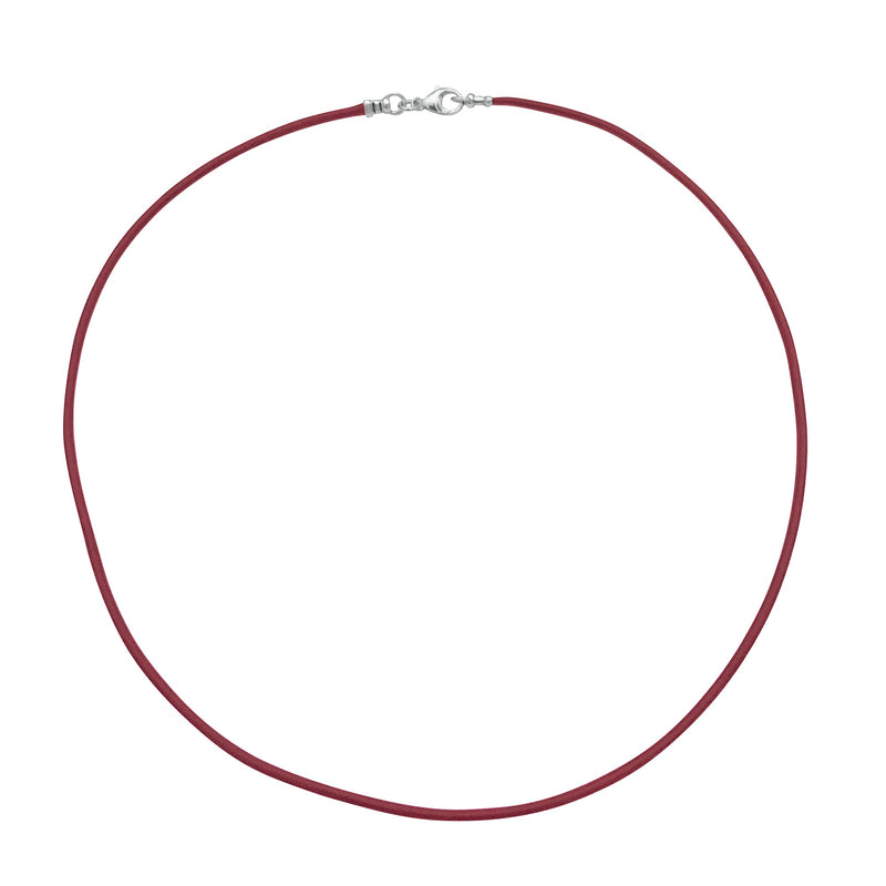 Sterling Silver 1.8mm Fine Burgundy Red Leather Cord Necklace