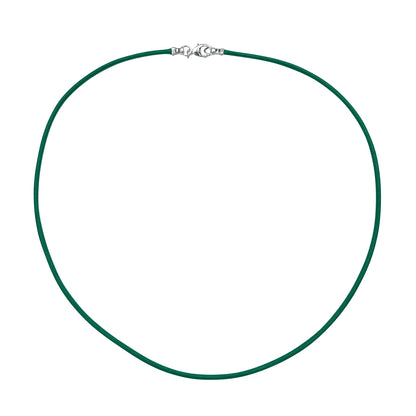 Sterling Silver 1.8mm Fine Emerald Green Leather Cord Necklace