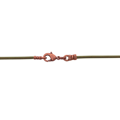 Antique Copper 1.8mm Fine Olive Green Leather Cord Necklace