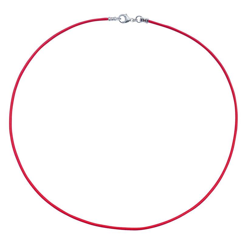 Sterling Silver 1.8mm Fine Red Leather Cord Necklace