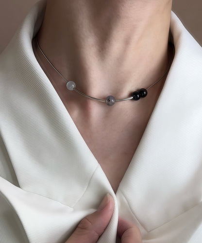 Blackish Crystal Tungsten Steel Necklace
