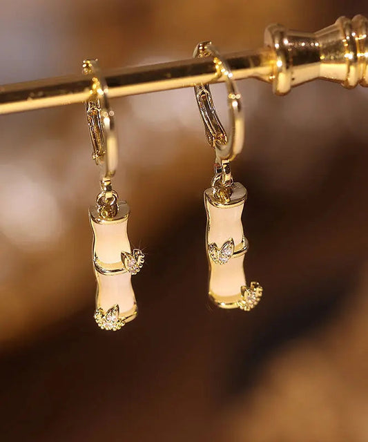 Sterling Silver Cat's Eye Stone Bamboo Knot Drop Earrings