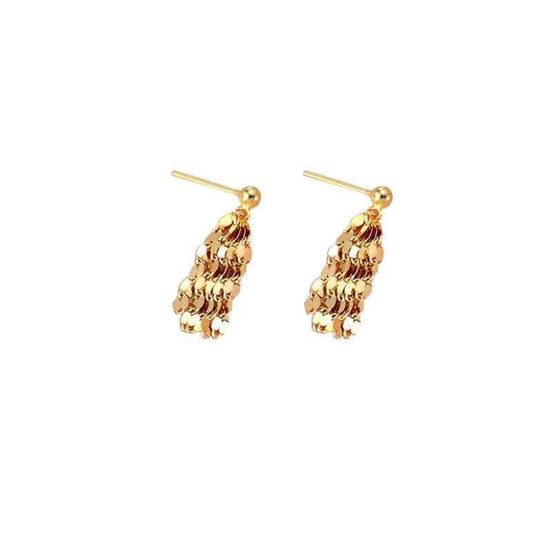 Gold Sterling Silver Overgild Tassel Drop Earrings