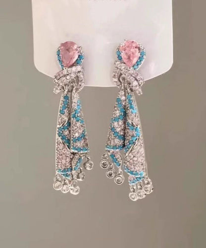 Tassel Earrings Silk Alloy Drop Zircon Rainbow