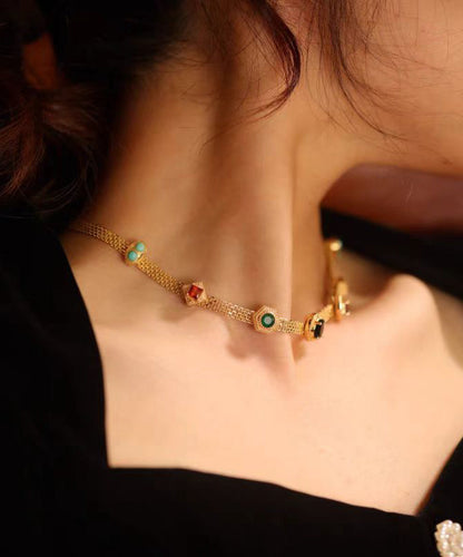Rainbow Alloy Zircon Turquoise Gem Stone Princess Necklace