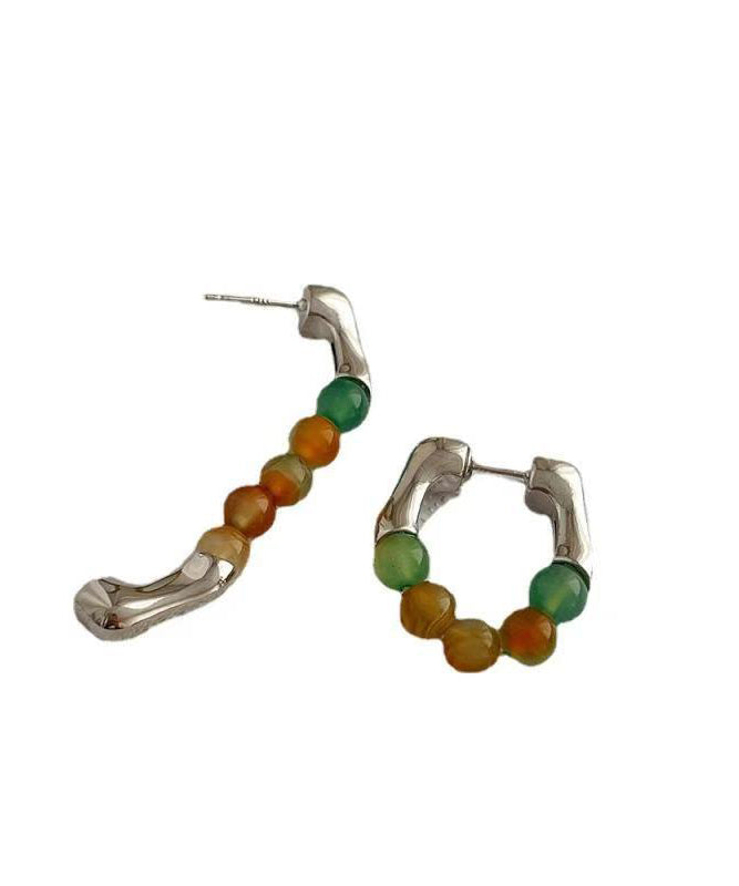 Rainbow Stainless Steel Crystal Hoop Earrings