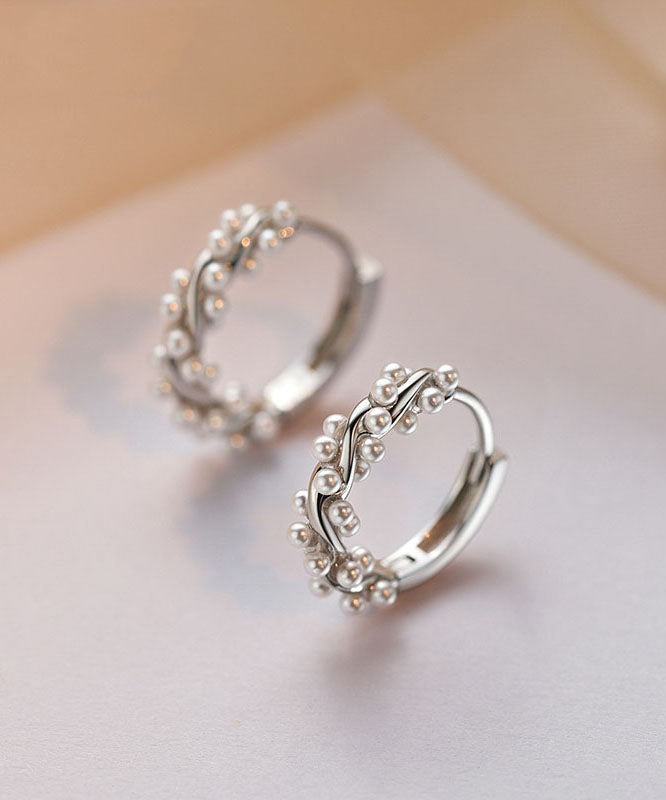 Silk Sterling Silver Pearl Stud Earrings