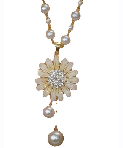 Fine Gold Alloy Zircon Tassel Pendant Necklace