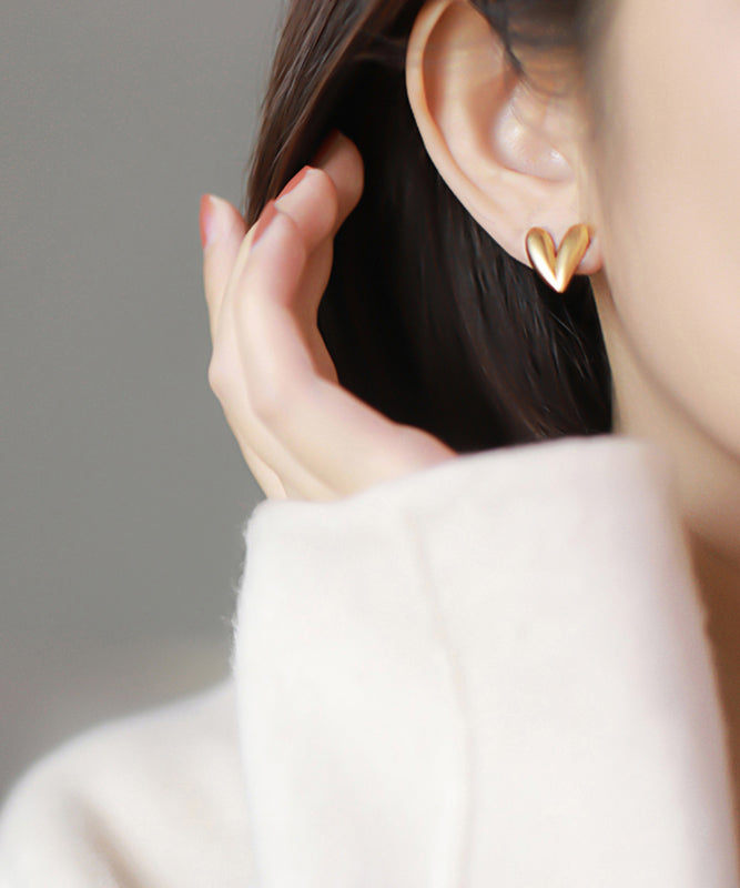 Gold Lovestud Copper Earrings Alloy Fine