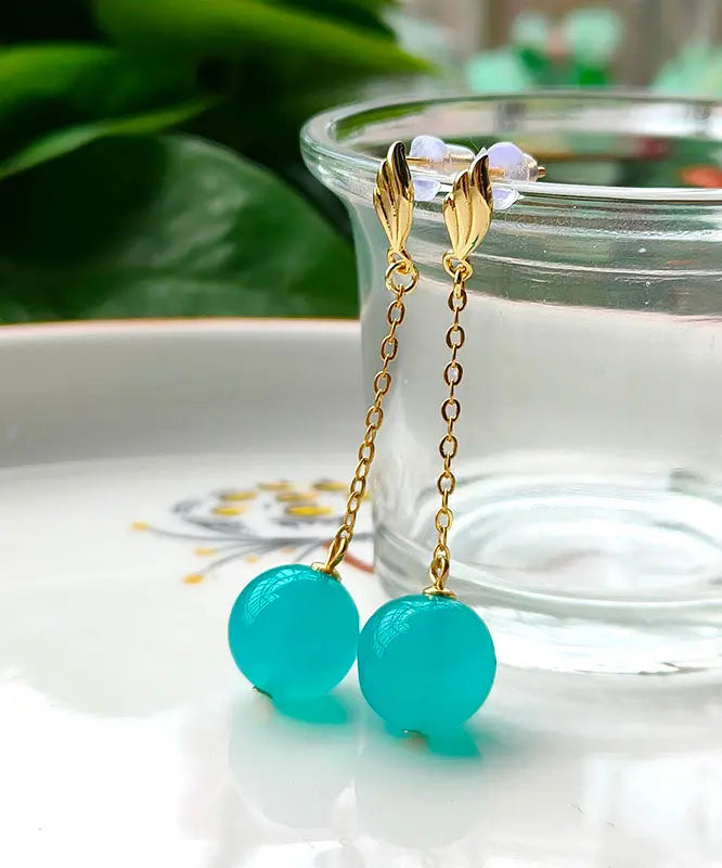 Sterling Silver Blue Gem Stone Drop Earrings