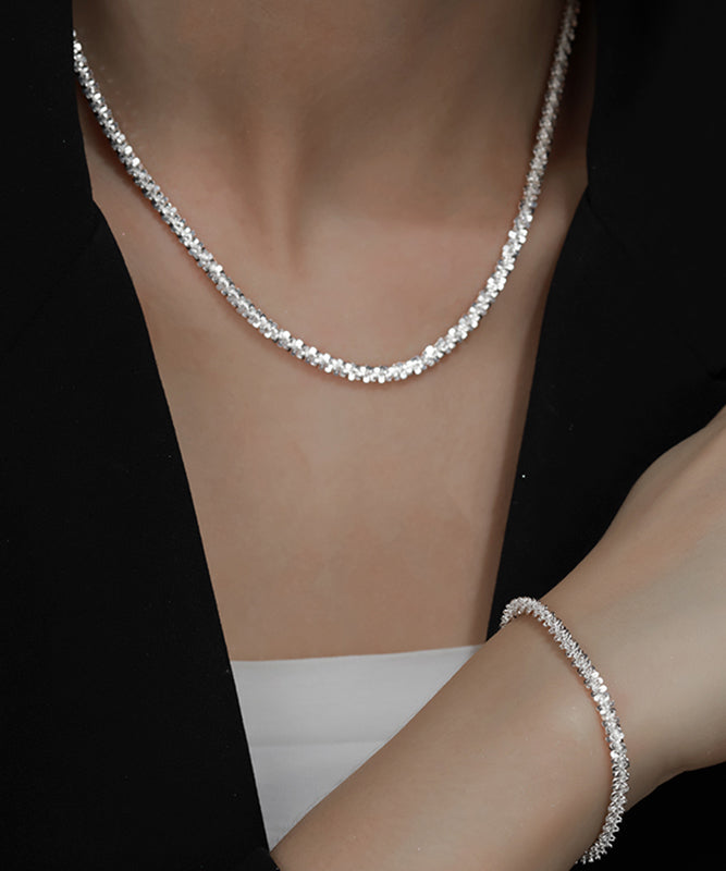 Fine Silk Sterling Silver Broken Silver Gypsophila Necklace Et001