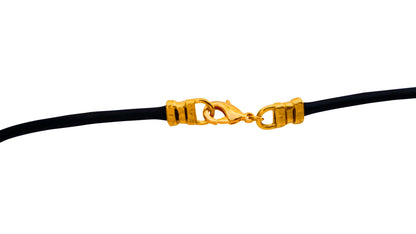 Gold Plated 3mm Thick Black Leather Cord Necklace