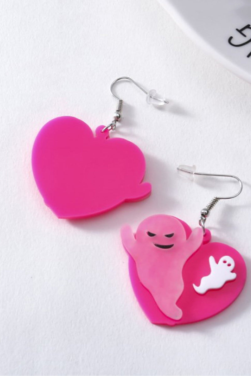 Ghost Peach Heart Earrings