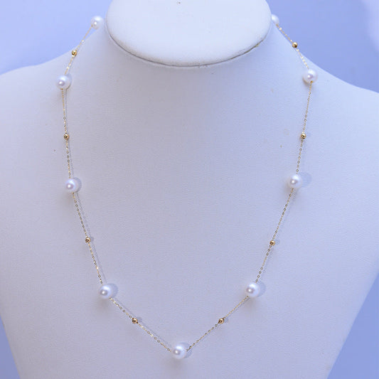 Gypsophila 6-7mm Freshwater Pearl Necklace Clavicle Chain