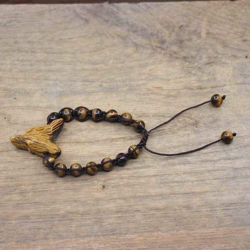 Natural Stone Wolf Beaded Bracelet