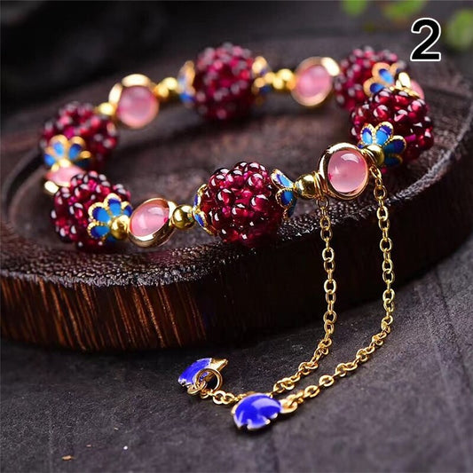 Garnet Stone Pomegranate Bracelet
