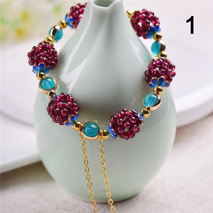Garnet Stone Pomegranate Bracelet